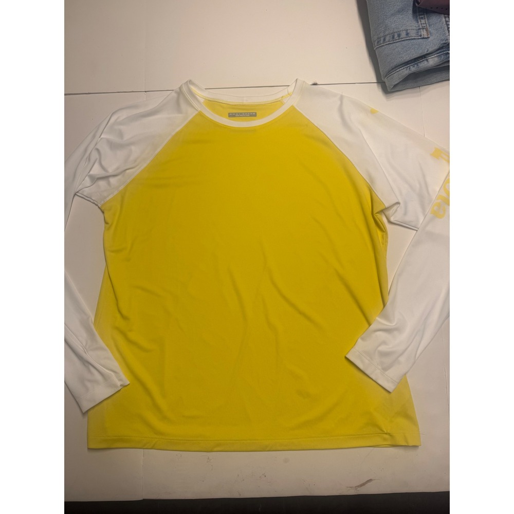 Columbia PFG Tidal Tee II Long Sleeve Shirt Yellow White Women Large FL6160-729